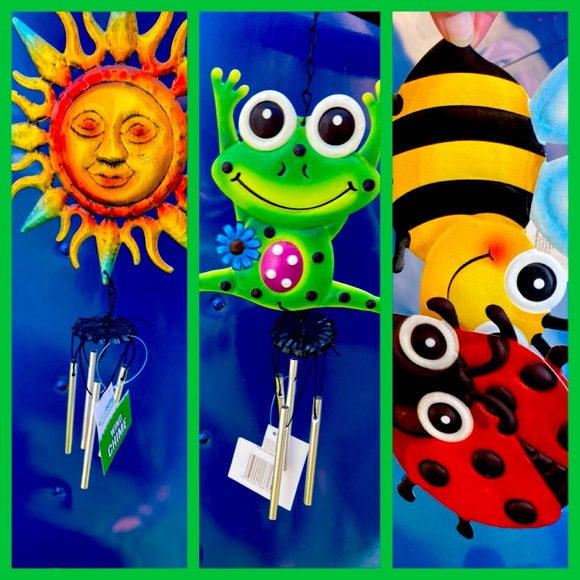 NWT Wind Chine Bells Ladybug Bumblebee SunMoon & Frog - Picture 1 of 6